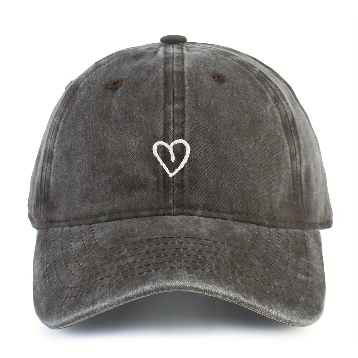 Vintage Baseballcap met Hartstiksel - Verstelbaar Katoen Gewassen Stijl Sportpet Zomerpet Dames Heren Casual Cap