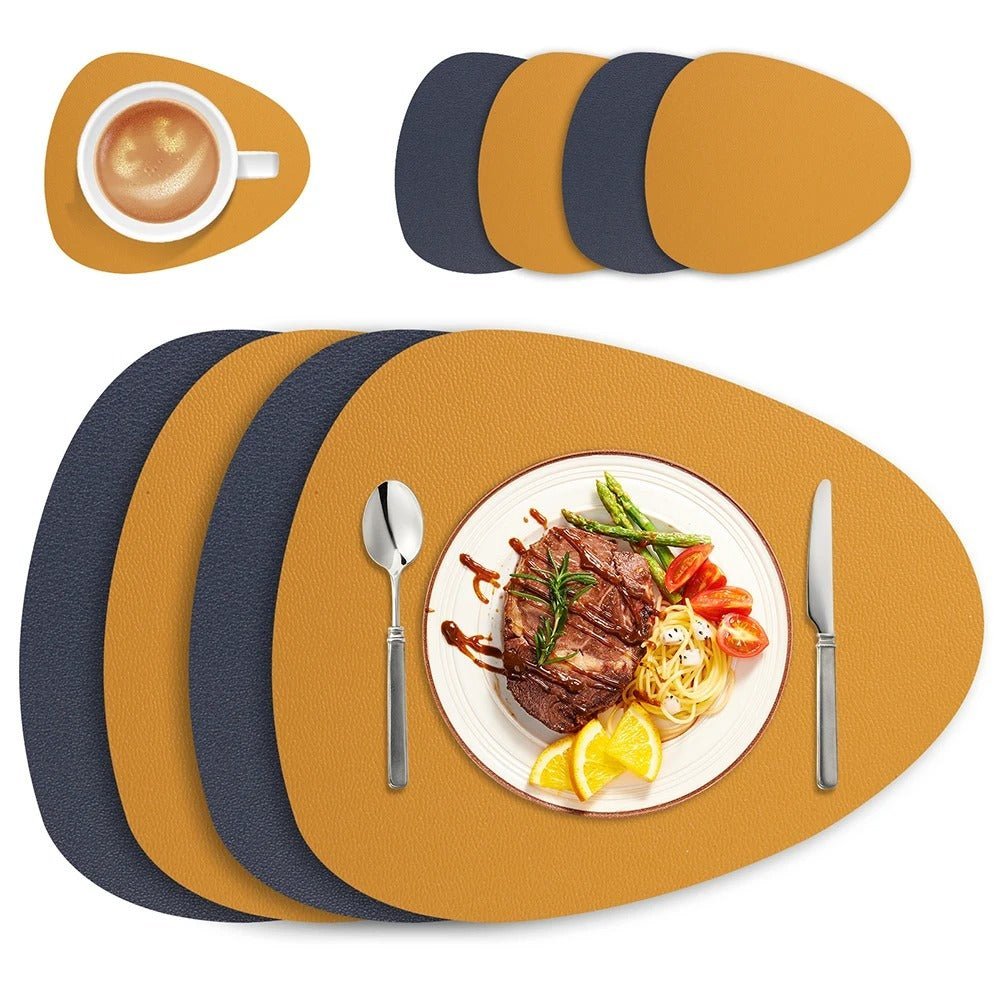Dubbelzijdige Placemats Kunstleer Waterafstotend Antislip Set 4 of 8 Stuks Tafelbescherming Eettafel