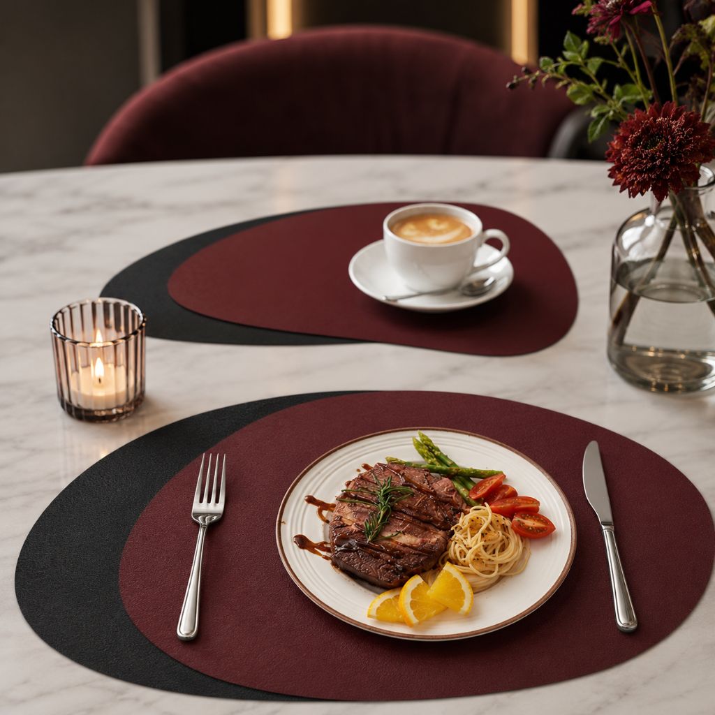 Dubbelzijdige Placemats Kunstleer Waterafstotend Antislip Set 4 of 8 Stuks Tafelbescherming Eettafel