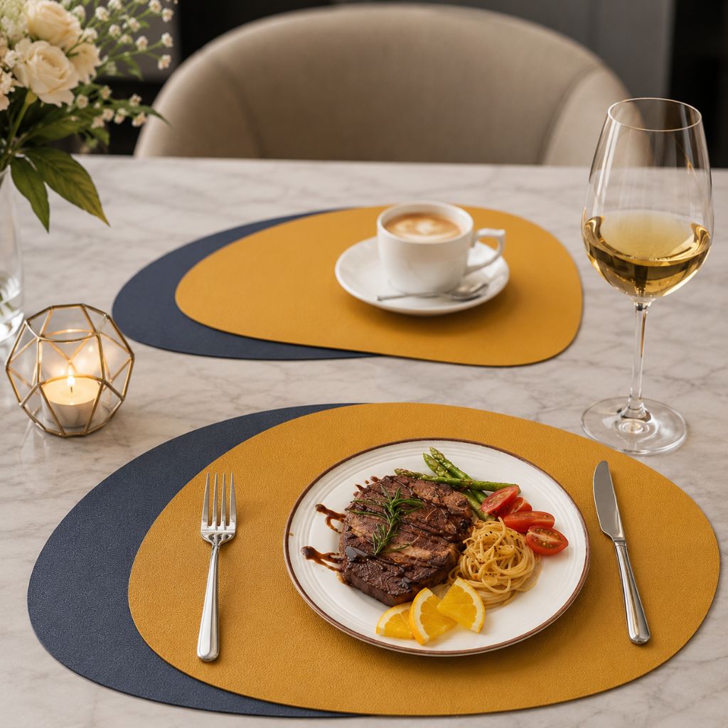 Dubbelzijdige Placemats Kunstleer Waterafstotend Antislip Set 4 of 8 Stuks Tafelbescherming Eettafel