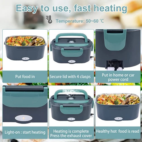 Elektrische Lunchbox met Verwarming 1.5L - Warm Eten Onderweg Auto & Thuis