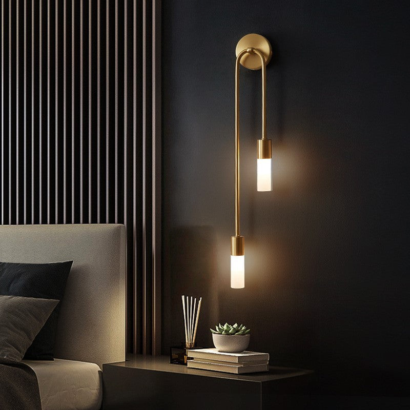 Lineaire LED Wandlamp Goud 2-Lichts Modern Scandinavisch Design Warm Wit Verlichting Woonkamer Slaapkamer