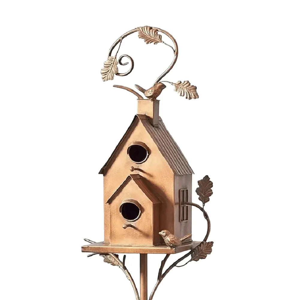Metalen Vogelhuisje op Paal met Weersbestendig Ontwerp voor Tuin Terras Balkon Vogelbescherming Tuindecoratie