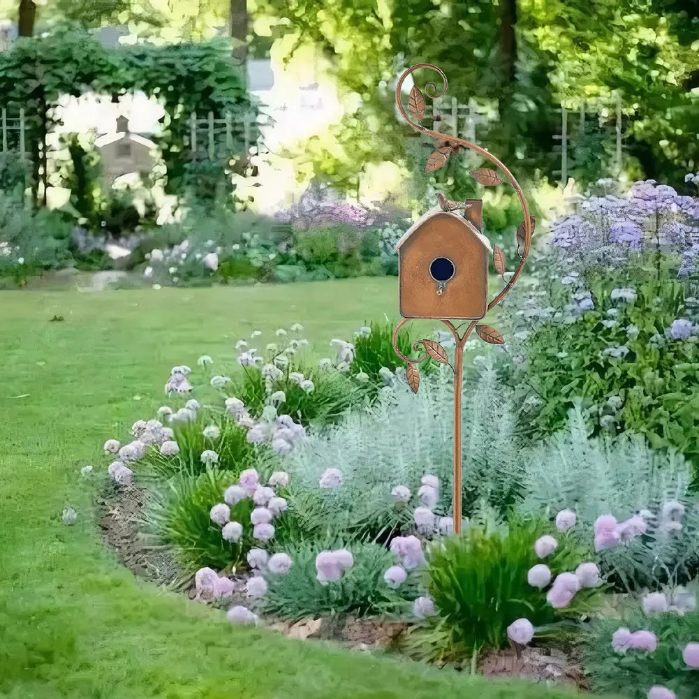 Metalen Vogelhuisje op Paal met Weersbestendig Ontwerp voor Tuin Terras Balkon Vogelbescherming Tuindecoratie