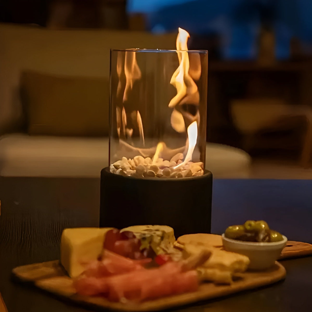 Tafelkachel op Bio-ethanol - Rookvrije Haard met Glazen Cilinder in Zwart, Wit of Zilver - Modern Design voor Binnen en Buiten