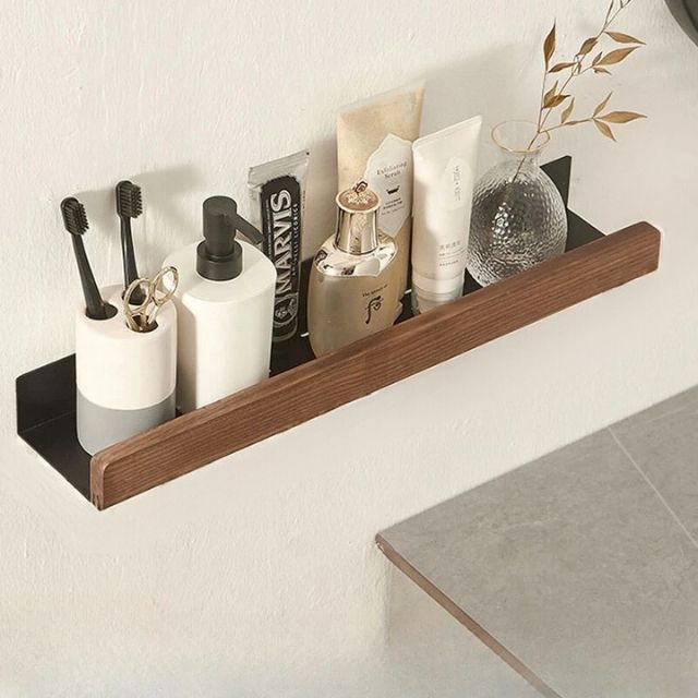 Badkamer wandplank van massief hout - Zonder boren, natuurlijk design