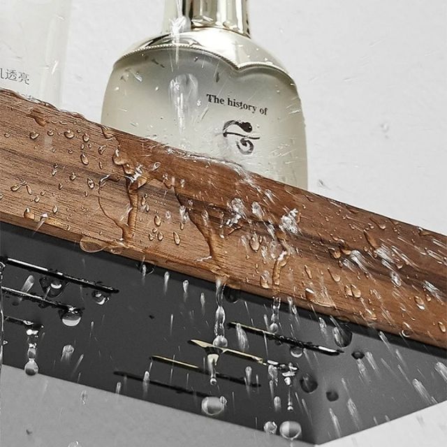 Badkamer wandplank van massief hout - Zonder boren, natuurlijk design
