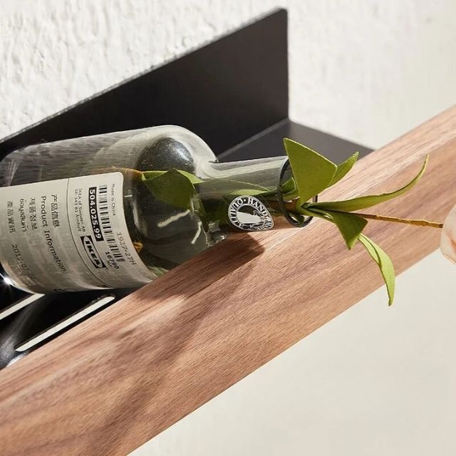 Badkamer wandplank van massief hout - Zonder boren, natuurlijk design