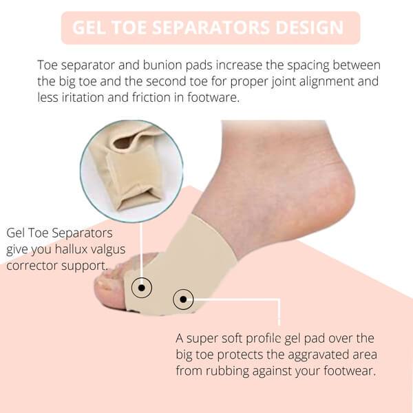 Teenspreidersleeve voor Hallux Valgus - Siliconen Teencorrector - Zachte Gelvoering - Eelt & Druk Preventie
