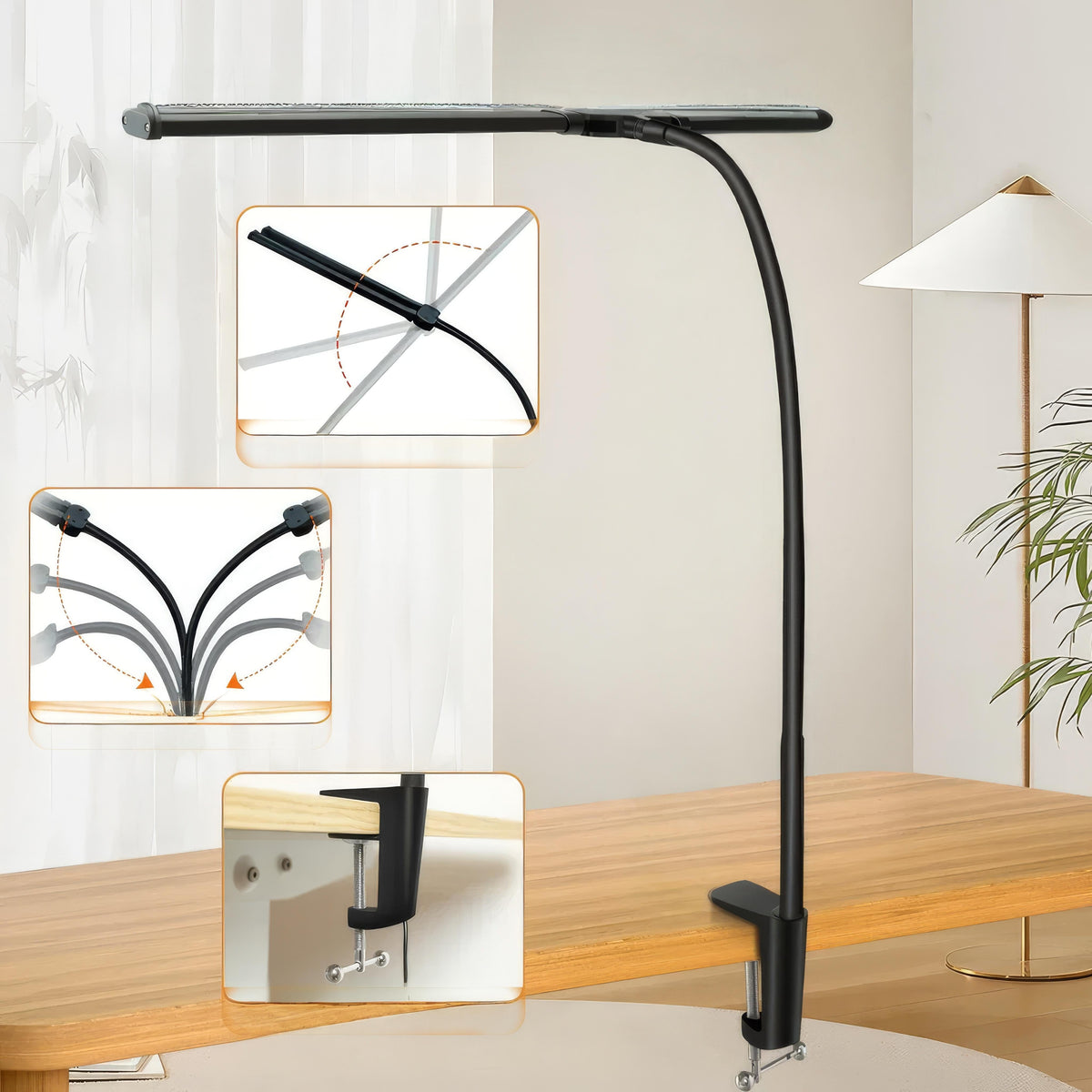 LED Bureaulamp Dubbele Kop met Dimfunctie - Verstelbaar en Oogvriendelijk