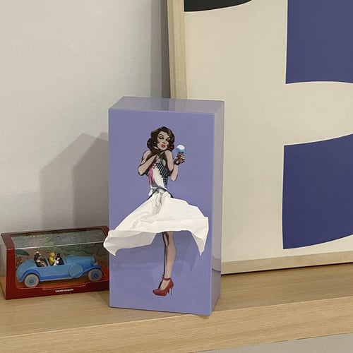Vintage Tissue-Box met Retro-Patroon - Elegante Zakdoekenhouder voor Badkamer Woonkamer Slaapkamer Kantoor - Decoratief Kunsthars Tissuedispenser