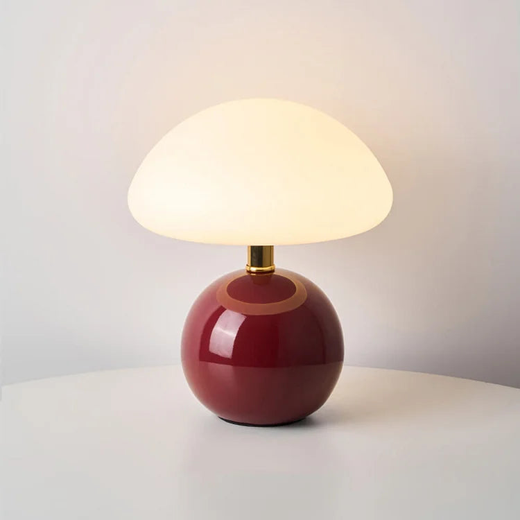 Franse paddenstoel tafellamp van keramiek met verstelbaar warm licht in Bauhaus stijl