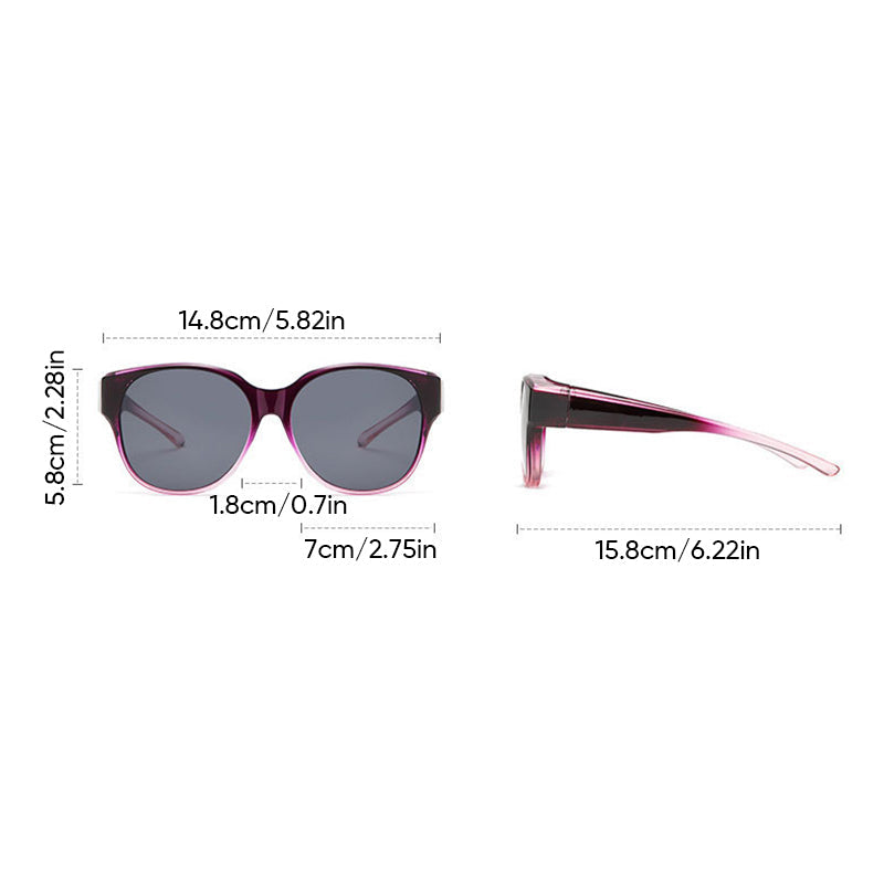 Overzet Zonnebril met Gepolariseerde UV400 Glazen - Past Over Normale Bril - Trendy Cat-Eye Montuur