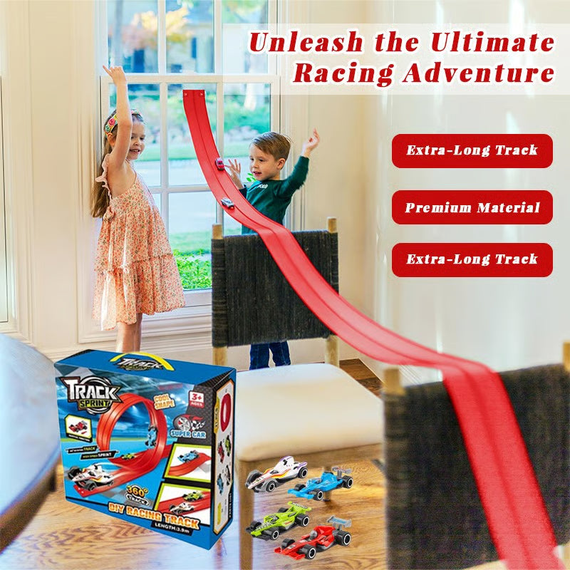 Flexibele DIY Racebaan voor Kinderen - 5 Meter Race Track met Auto's en Loopings