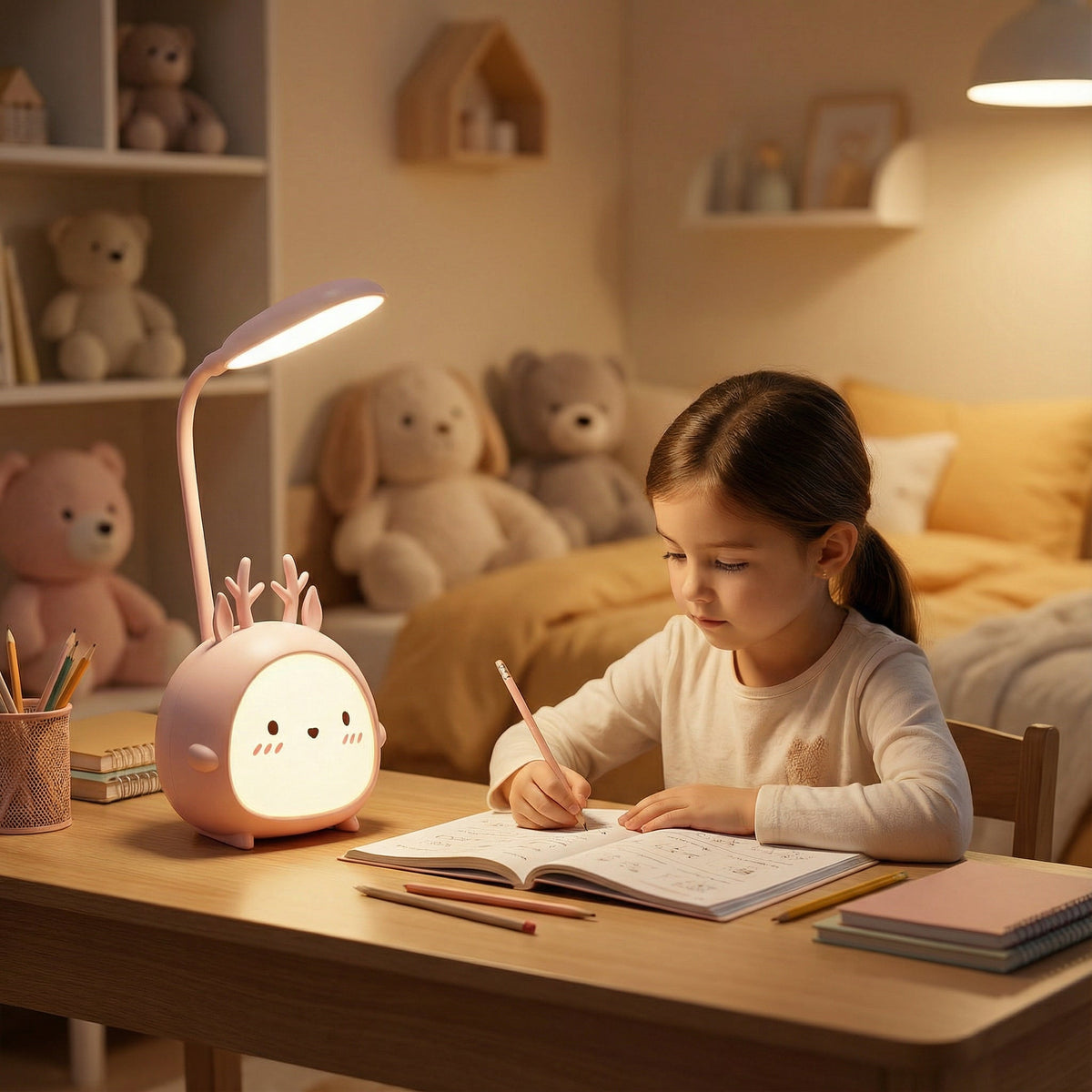 Oplaadbare Kinderlamp met Flexibele Arm en LED-Verlichting - Bureaulamp voor Kinderkamer