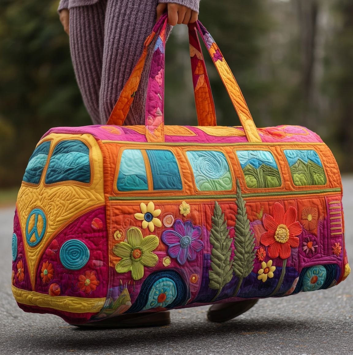 Gewatteerde Reistas met Bloemenpatroon 45.5x22.5x22.5 cm Handbagage Weekendtas Schuimbescherming Duffeltas