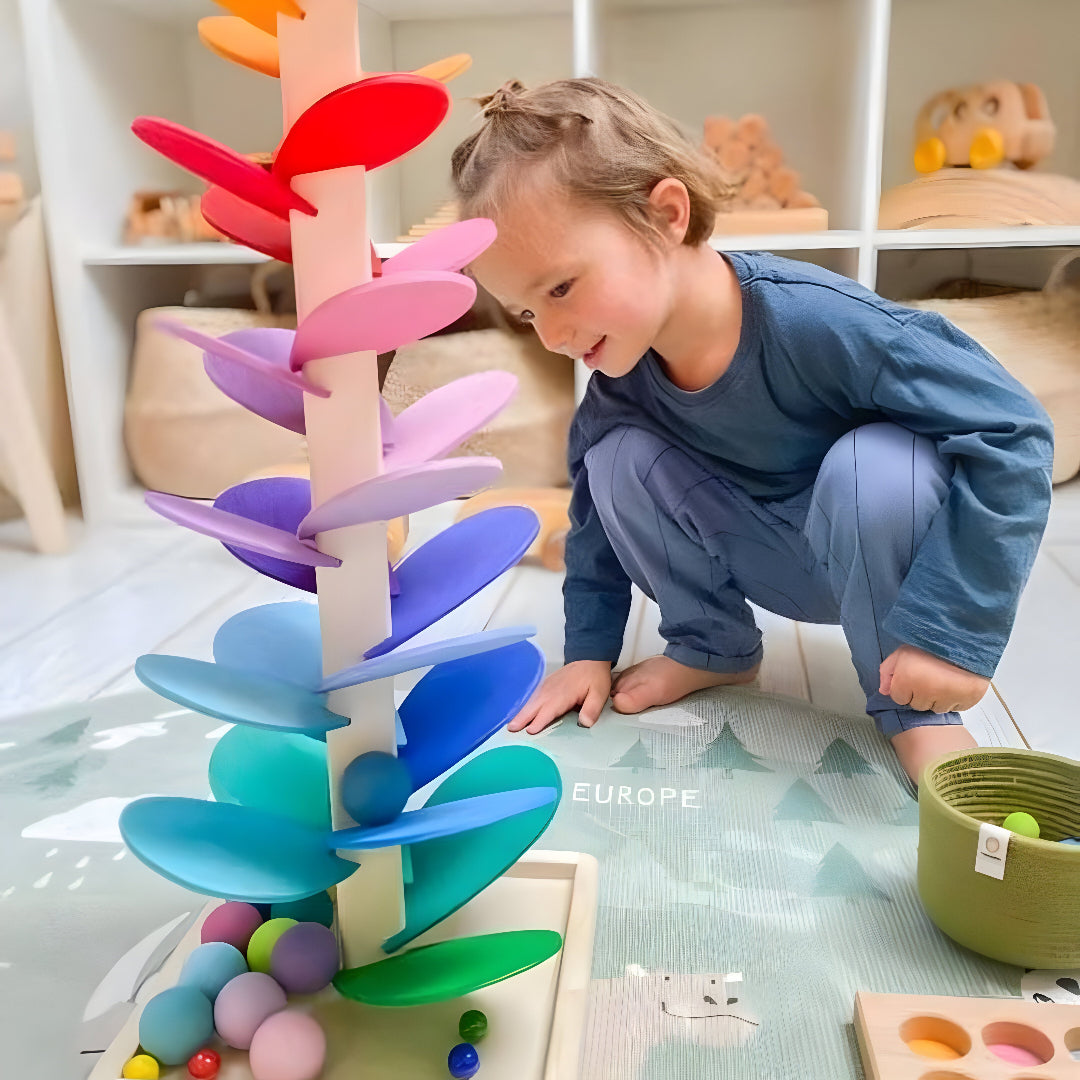 Houten Knikkerbaan Kleurrijk Educatief Speelgoed voor Motoriek en Creativiteit