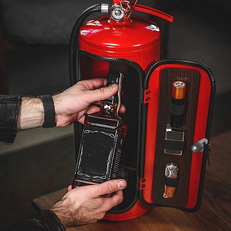 Brandblussershouder voor Flessen Rood Zwart Decoratief Blusapparaat Wijnhouder Drankdispenser Humoristische Barattribute Whisky Champagne Gin Wodka Origineel Cadeau