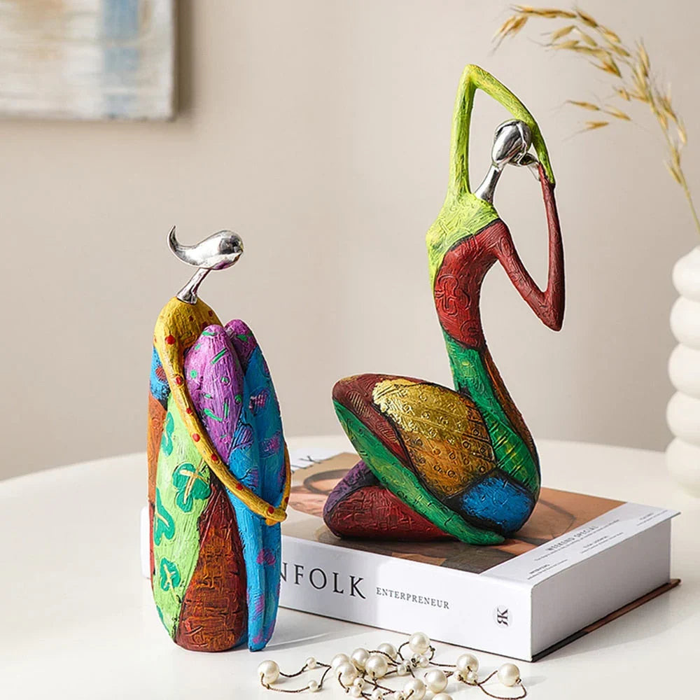 Abstract Vrouwenbeeld Handgemaakt Hars Kleurrijk Modern Kunstbeeld Woonkamer Cadeau