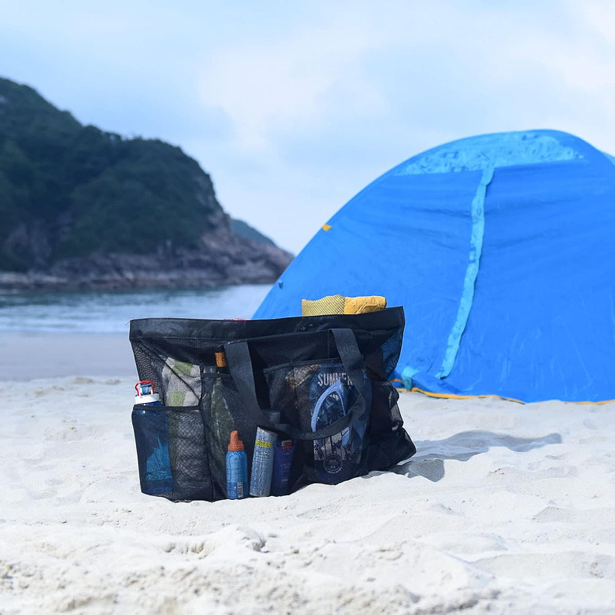 Grote Strandtas met Rits - Zandvrij Mesh Design voor Stranddagen