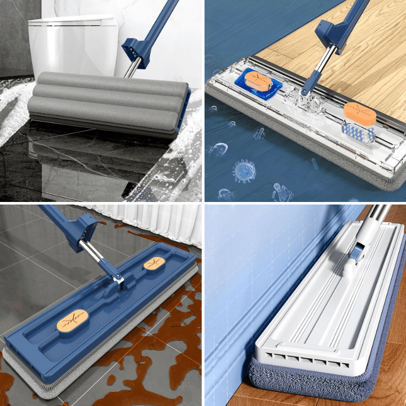 360° Flat Mop met Microvezel & Verstelbare Steel - Streeploos Schoonmaken