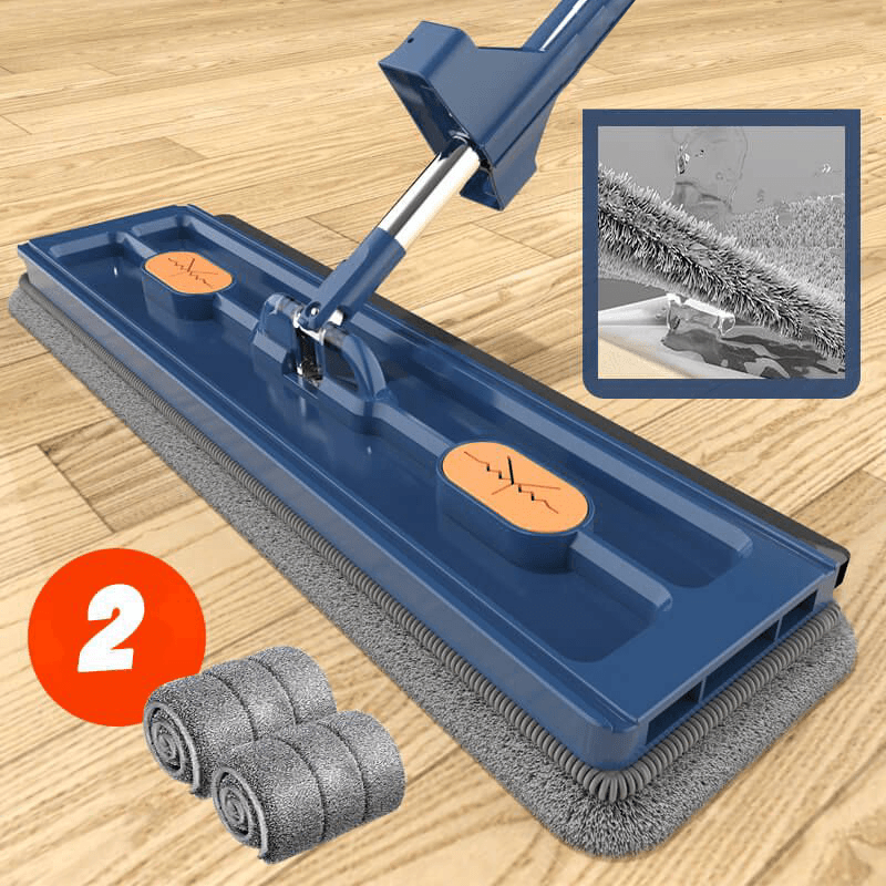 360° Flat Mop met Microvezel & Verstelbare Steel - Streeploos Schoonmaken
