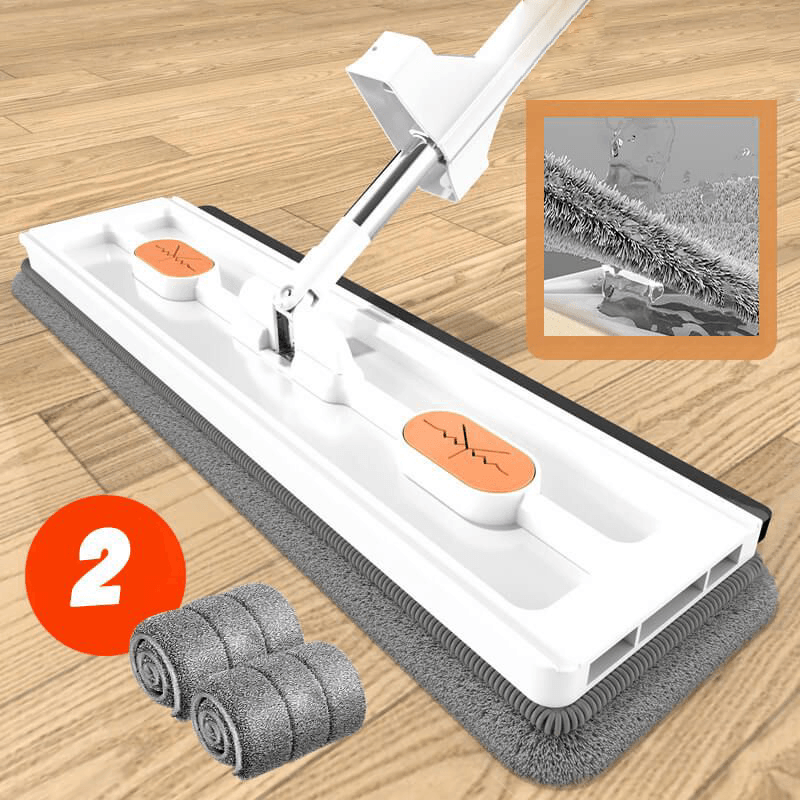 360° Flat Mop met Microvezel & Verstelbare Steel - Streeploos Schoonmaken