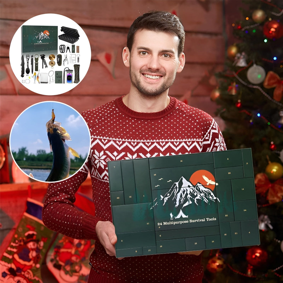 Outdoor Survival Adventskalender 24 Dagen - Compleet Overlevingsset met Gadgets en Gereedschap voor Avonturiers