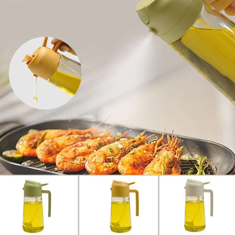 Glazen Olieverstuiver & Dispenser 2-in-1 Pomp Spray Fles voor Azijn Sojasaus Keuken Doseren 470ml Olie