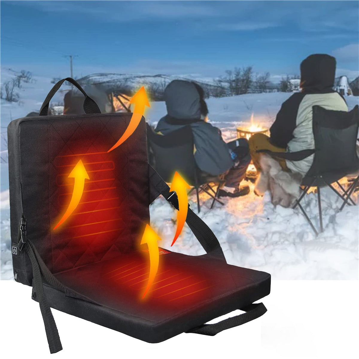 Opvouwbaar Verwarmingskussen 3 Temperatuurstanden USB Stoelverwarming voor Outdoor Kantoor Thuis Reizen Camping