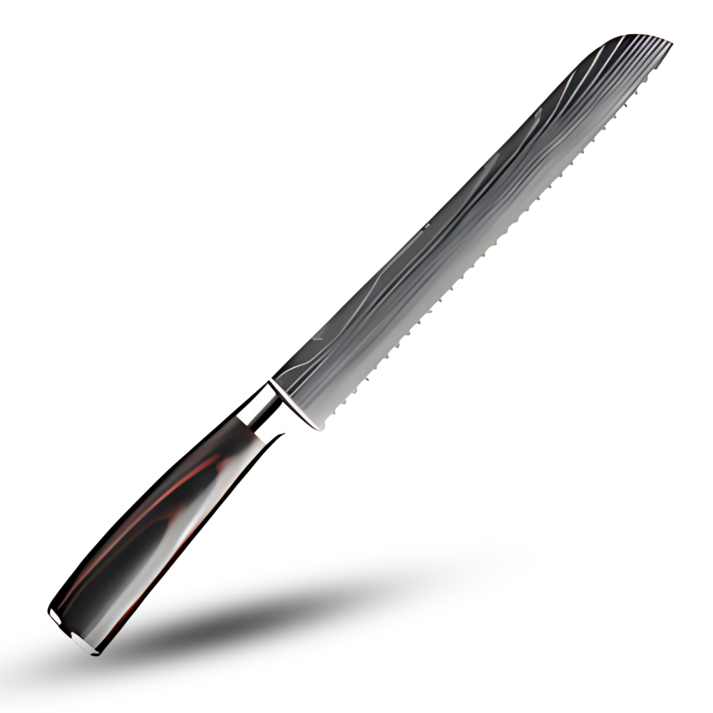 Japans Messenset 48-Laags Damascusstaal Pakkawood Handvat Santoku Koksmes Broodmes Groentenmes Professioneel
