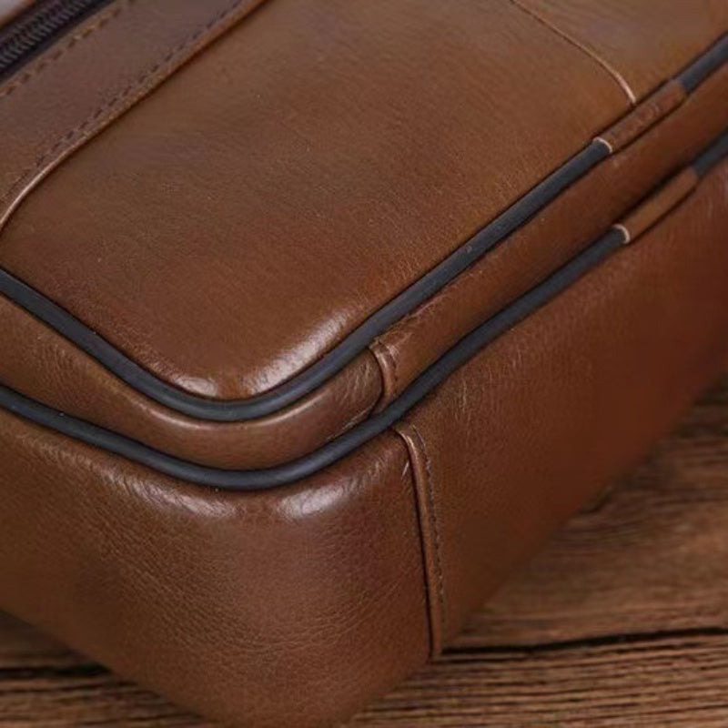 Leren Crossbody Tas Rundleer Zwart Bruin Koffie Rits Schouderriem