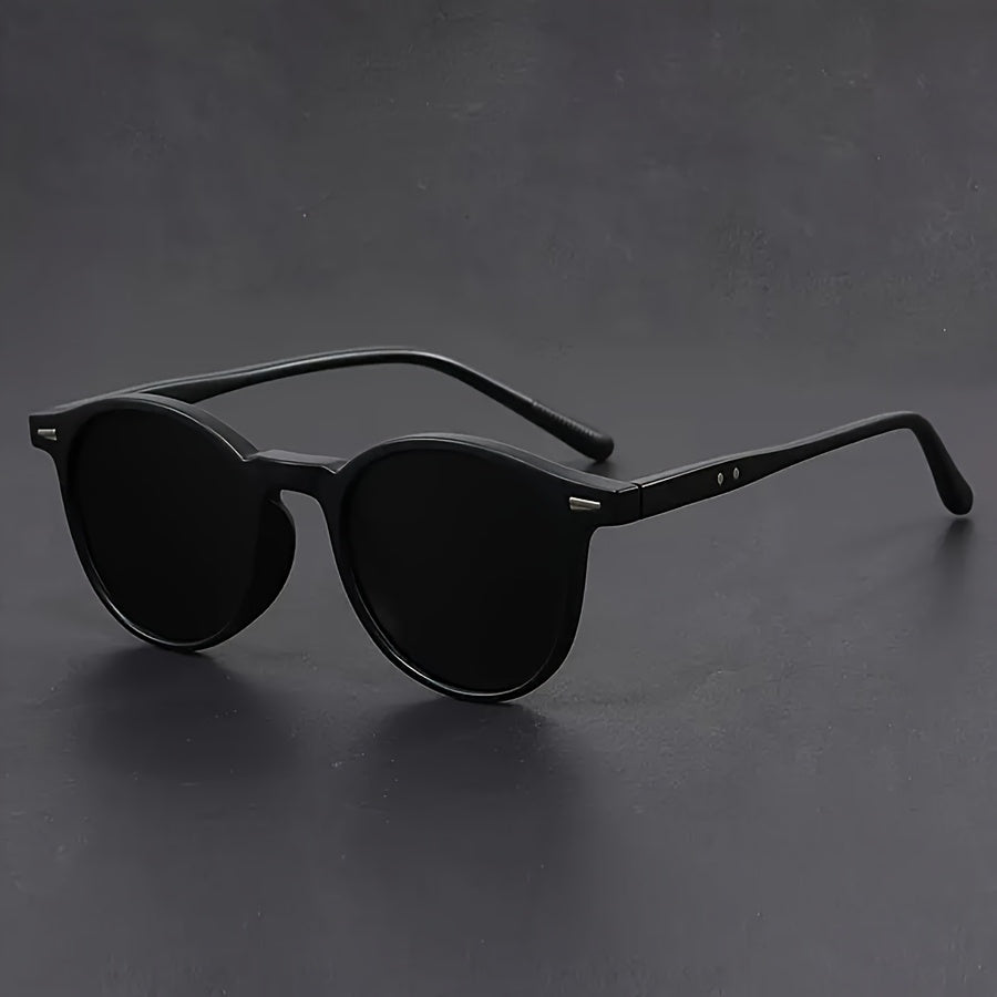 Retro Ronde Zonnebril Heren - Lichtgewicht Kunststof Montuur Schildpad Patroon Zwartbruin - Vintage Eyewear Streetwear Fashion