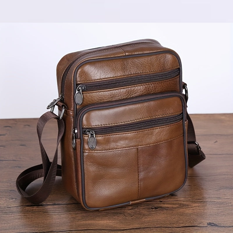 Leren Crossbody Tas Rundleer Zwart Bruin Koffie Rits Schouderriem