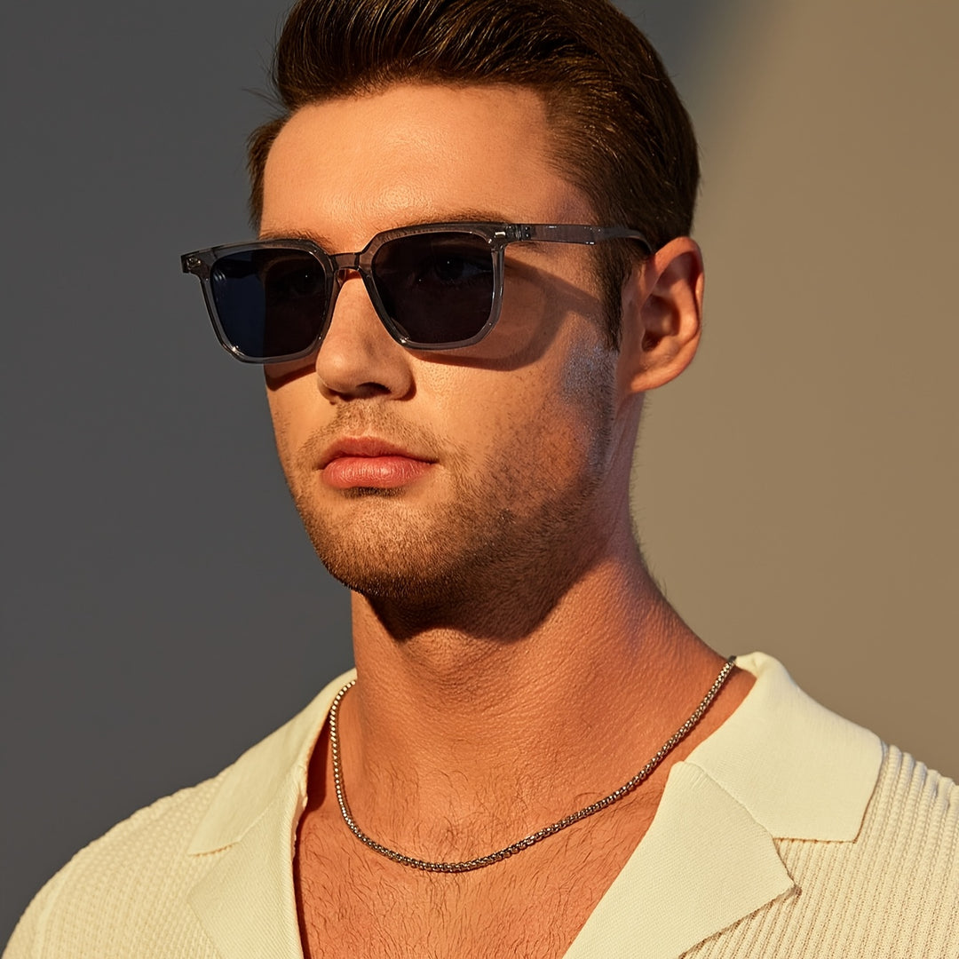 Vierkante Zonnebril Heren Retro Stijl Lichtgewicht Polycarbonat Frame UV Bescherming Vintage Mode Accessoire Dagelijks Gebruik