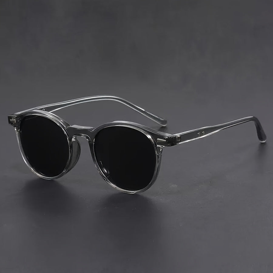 Retro Ronde Zonnebril Heren - Lichtgewicht Kunststof Montuur Schildpad Patroon Zwartbruin - Vintage Eyewear Streetwear Fashion