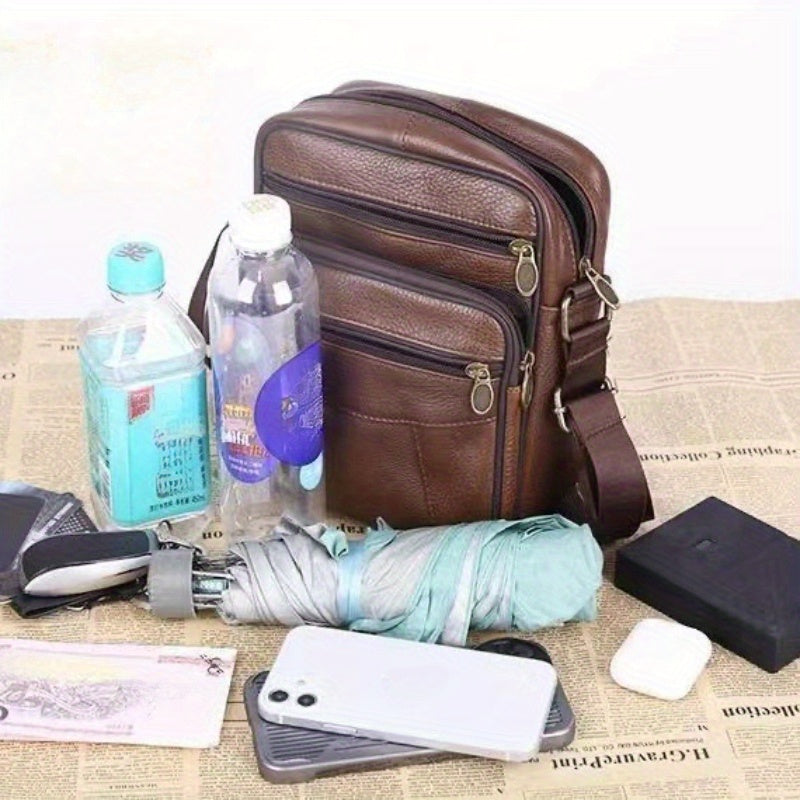 Leren Crossbody Tas Rundleer Zwart Bruin Koffie Rits Schouderriem