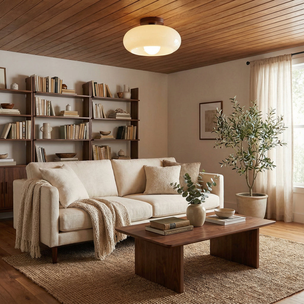 Plafondlamp Glazen Bol Crème Warm Wit LED E27 Bauhaus Design Hal Slaapkamer Woonkamer Plafondverlichting