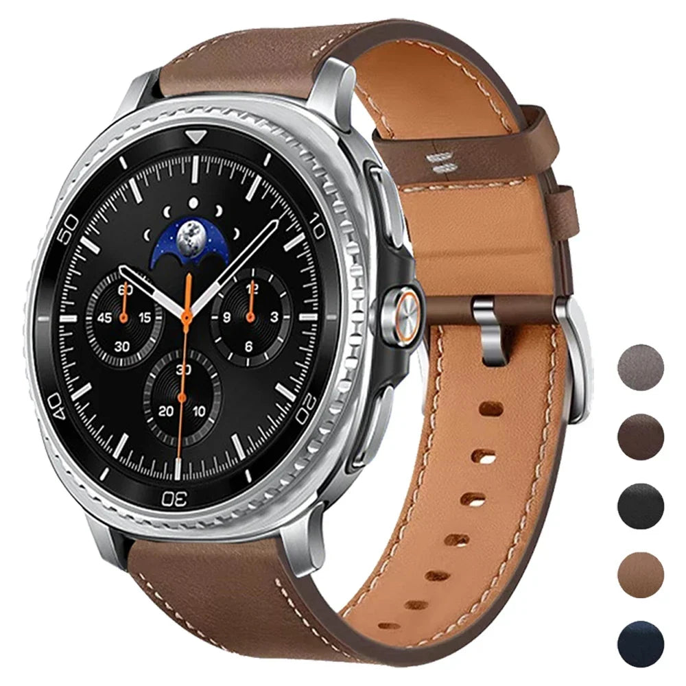 Lederen Smartwatch Bandje met Gepolijste Sluiting voor 40-46mm Horloges - Stijlvol Polsaccessoire Horloge