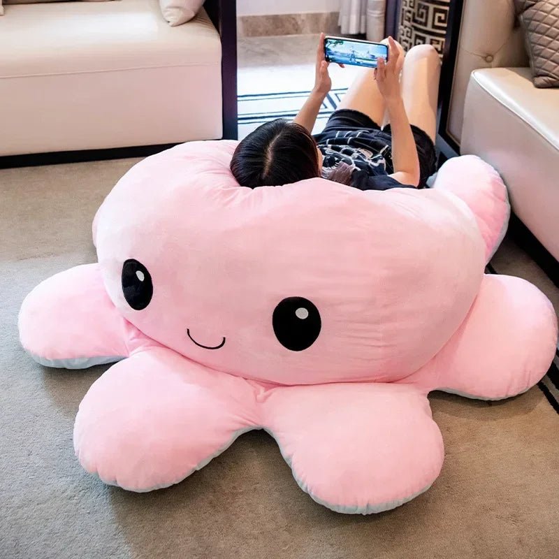 Wendbare Octopus Knuffel XXL 90-130cm Polyester Pluche Emotie Speelgoed Decoratie Kinderkamer Slaapkamer