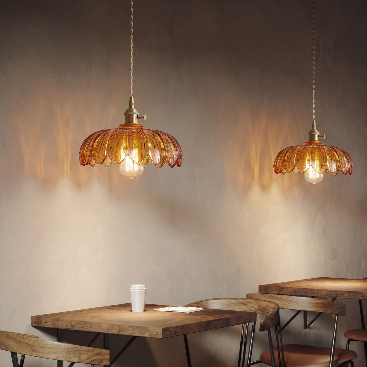 Glazen Hanglamp Bloem E27 Fitting Verstelbaar Amber Groen Wit Eetkamer Bar Vintage Design Plafondverlichting