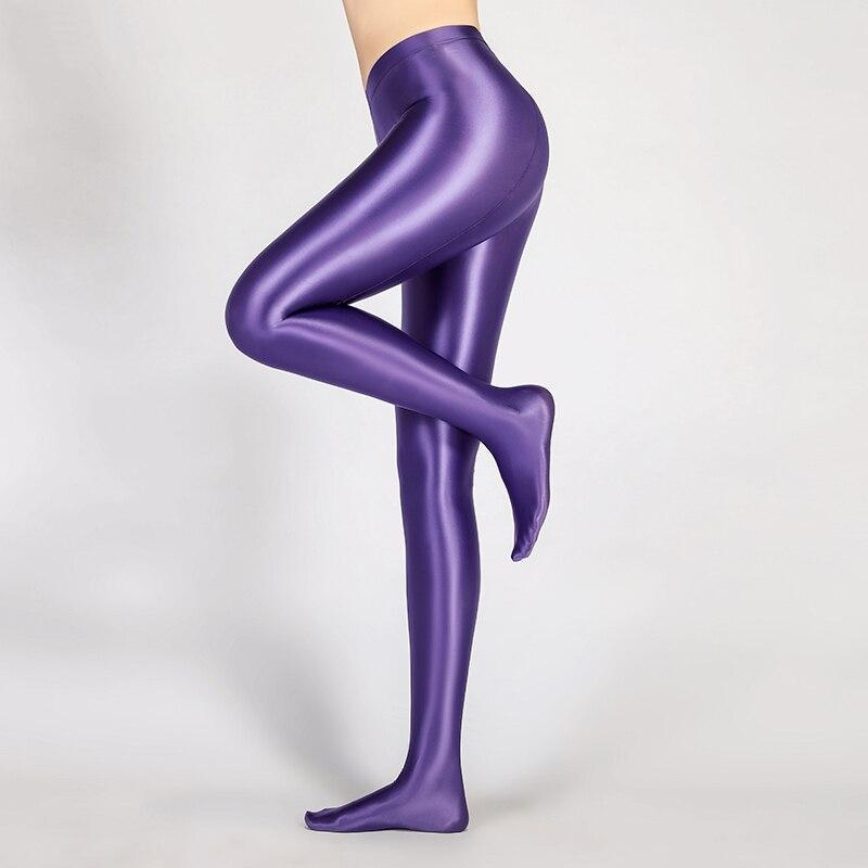 Glanzende High Waist Legging Dames Elastisch Ondoorzichtig Sportlegging Yoga Fitness Zwart Bruin Grijs