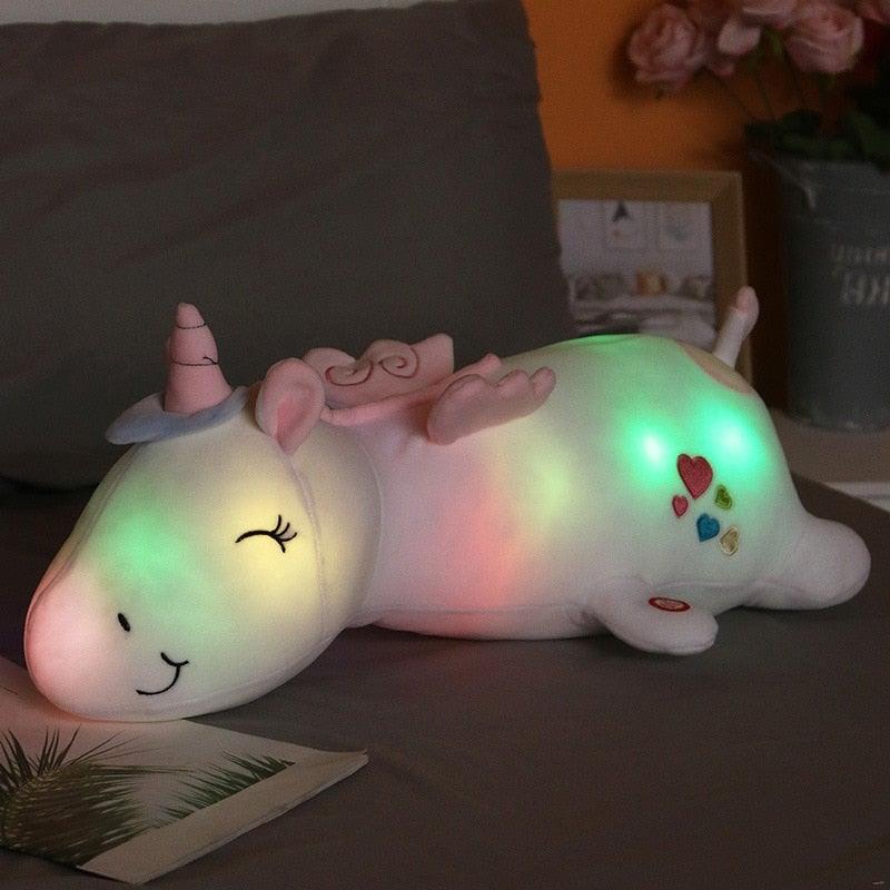Oplichtende Knuffel Eenhoorn met LED-verlichting 60cm Pluche Nachtlampje Speelgoed voor Kinderen Slaapkamer