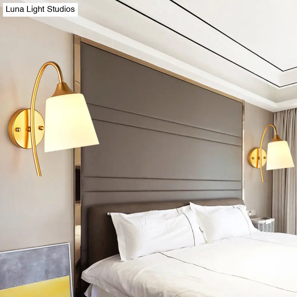 Wandlamp Melkglas Goud met Verstelbare Arm voor Woonkamer Hal Slaapkamer Scandinavisch Modern Design