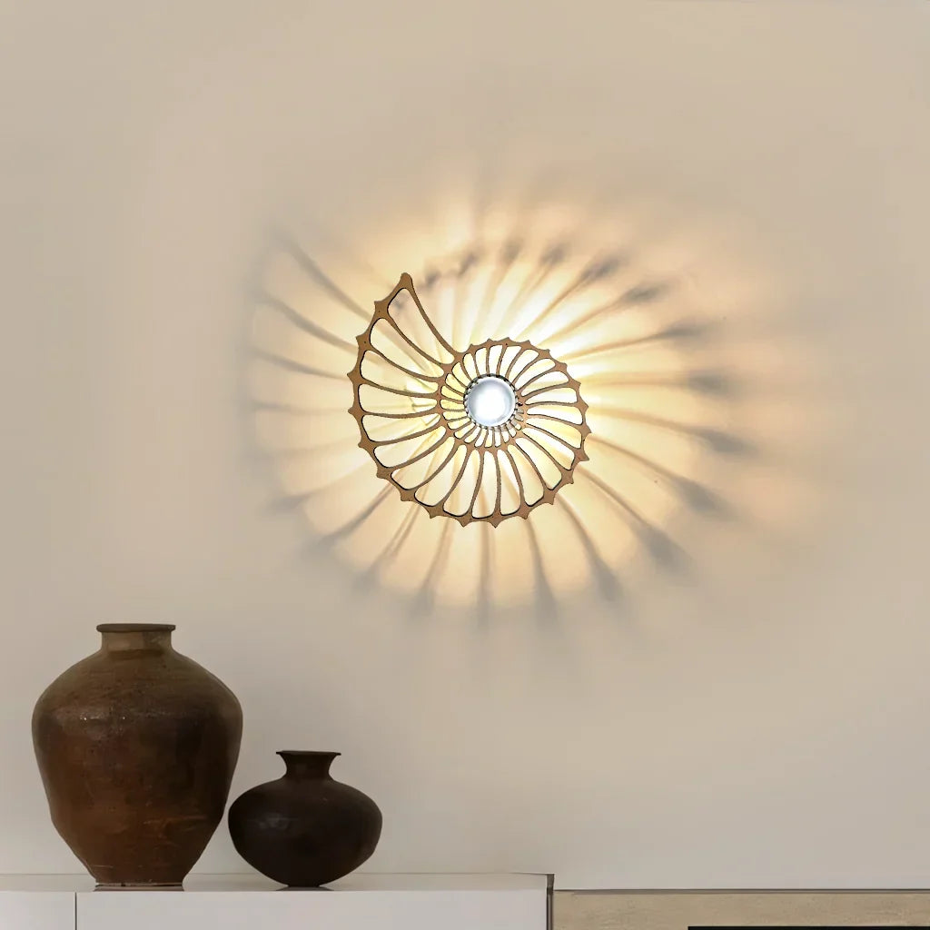 Ronde Wandlamp 50 cm Goud Keramiek Handgemaakt LED Drukknop Snoer 150 cm