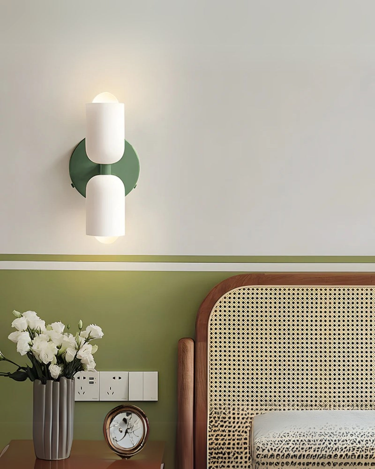 Wandlamp met Dubbele Glazen Kappen voor Slaapkamer en Woonkamer - E27 Wandverlichting