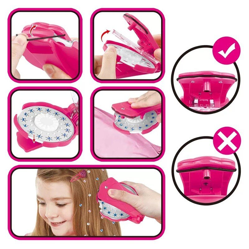 Haaraccessoire Applicator met Glinsterstenen voor Kinderen en Volwassenen Inclusief Sterren en Bloemen