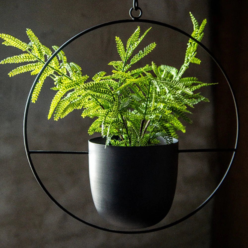 Hangende Plantenpot Metaal Wandmontage Zwart & Goud Minimalistisch Design voor Binnen