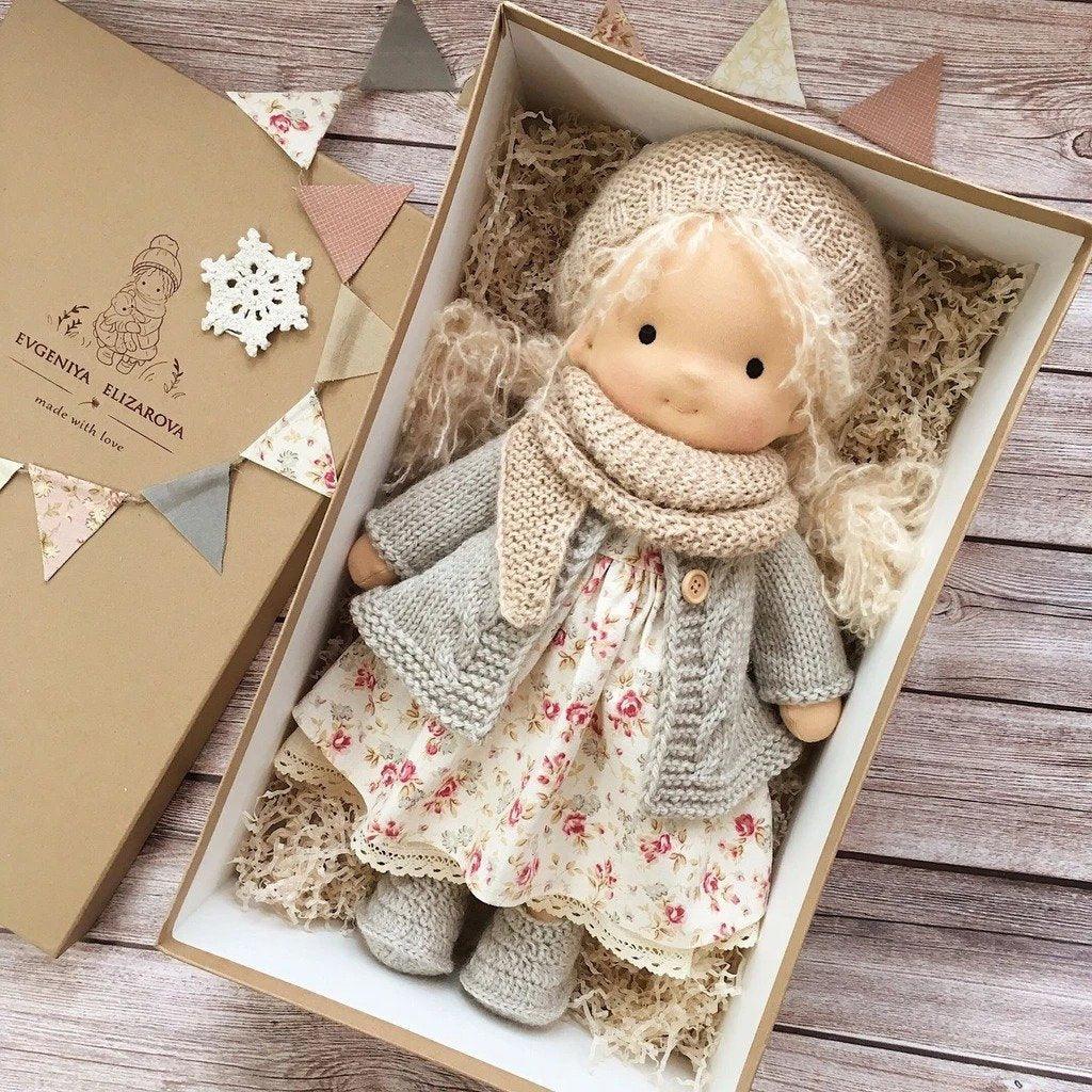 Handgemaakte Waldorf Knuffelpop 35cm Zachte Katoenen Pop voor Kinderen Natuurlijk Speelgoed Fantasiespel 2+ Jaar