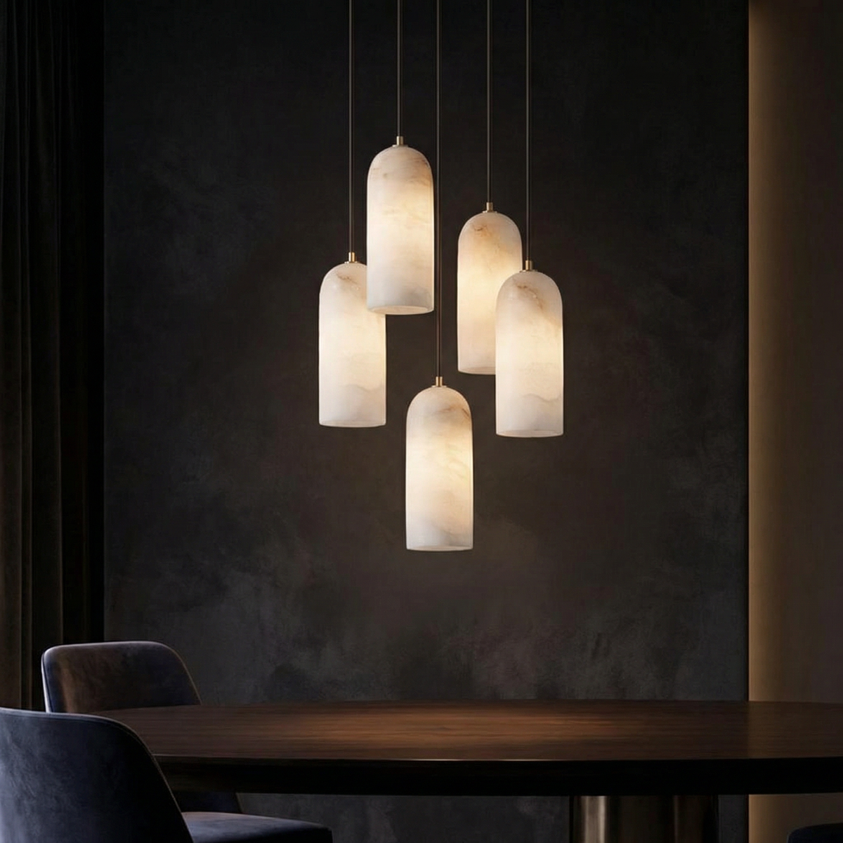 Marmeren Hanglamp met Koperen Afwerking - Moderne Scandinavische Verlichting